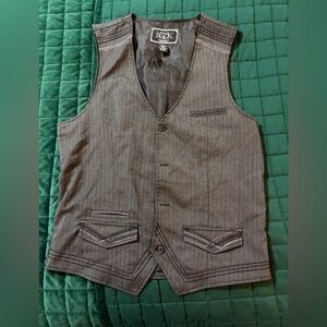 Buckle Black Herringbone Vest